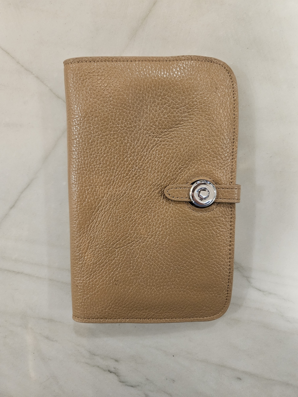 Genuine Pebble Leather Dogon Style Wallet Camel Tan